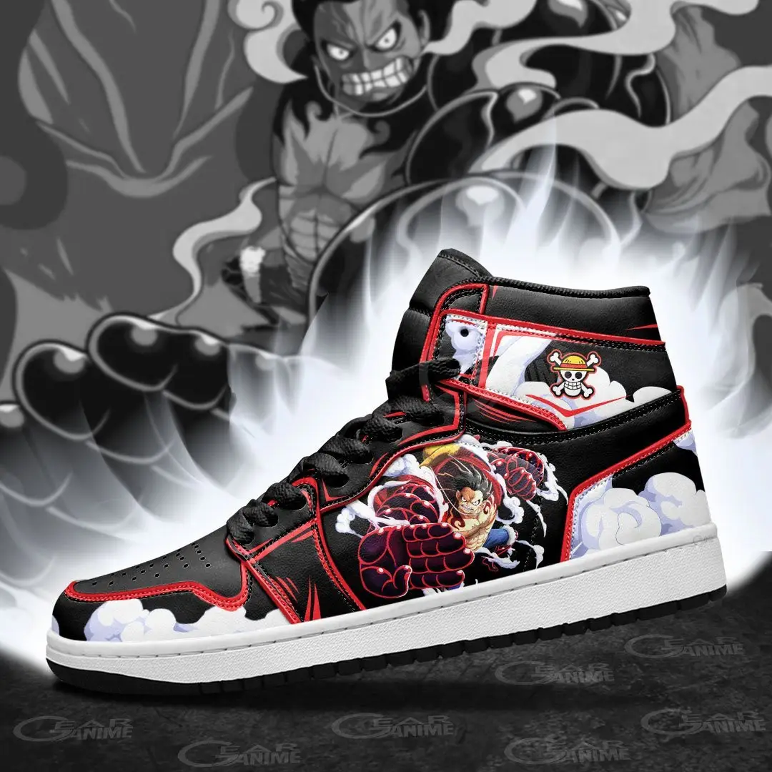 Air JD Hightop Shoes Monkey D. Luffy Snakeman Gear 4 Custom Anime Shoes For One Piece Fans
