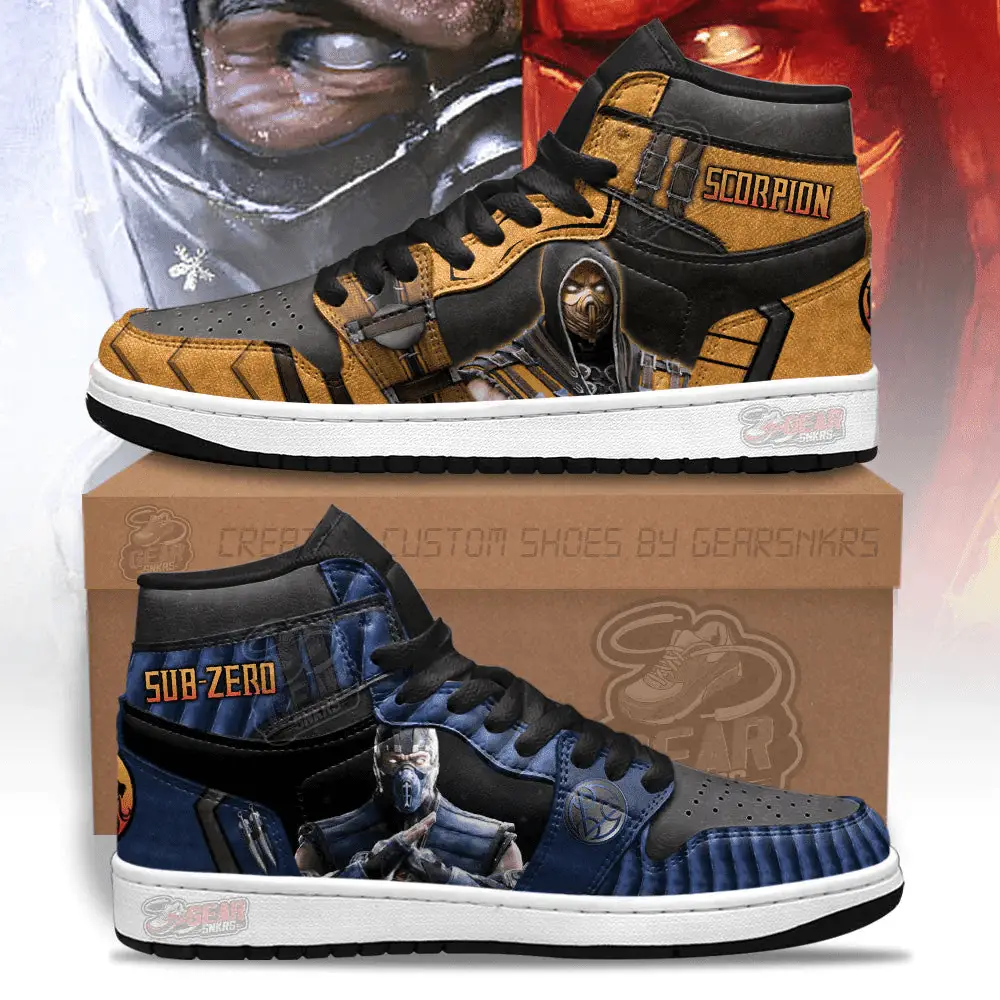 Air JD Hightop Shoes Mortal Kombat Sneakers Scorpion vs Sub-zero J1 Shoes Custom For Fans Air JD Hightop Shoes Mortal Kombat Sneakers Scorpion vs Sub-zero J1 Shoes Custom For Fans - Image 1