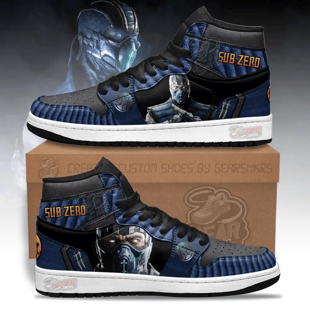 Air JD Hightop Shoes Mortal Kombat Sneakers Sub-zero J1 Shoes Custom For Fans
