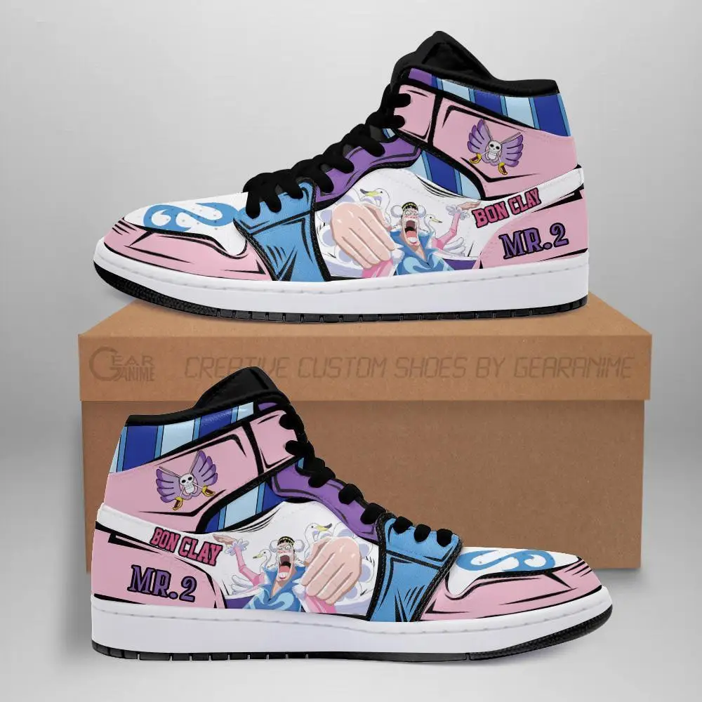 Air JD Hightop Shoes Mr 2 Bon Clay JD1s Sneakers Custom Anime One Piece Shoes