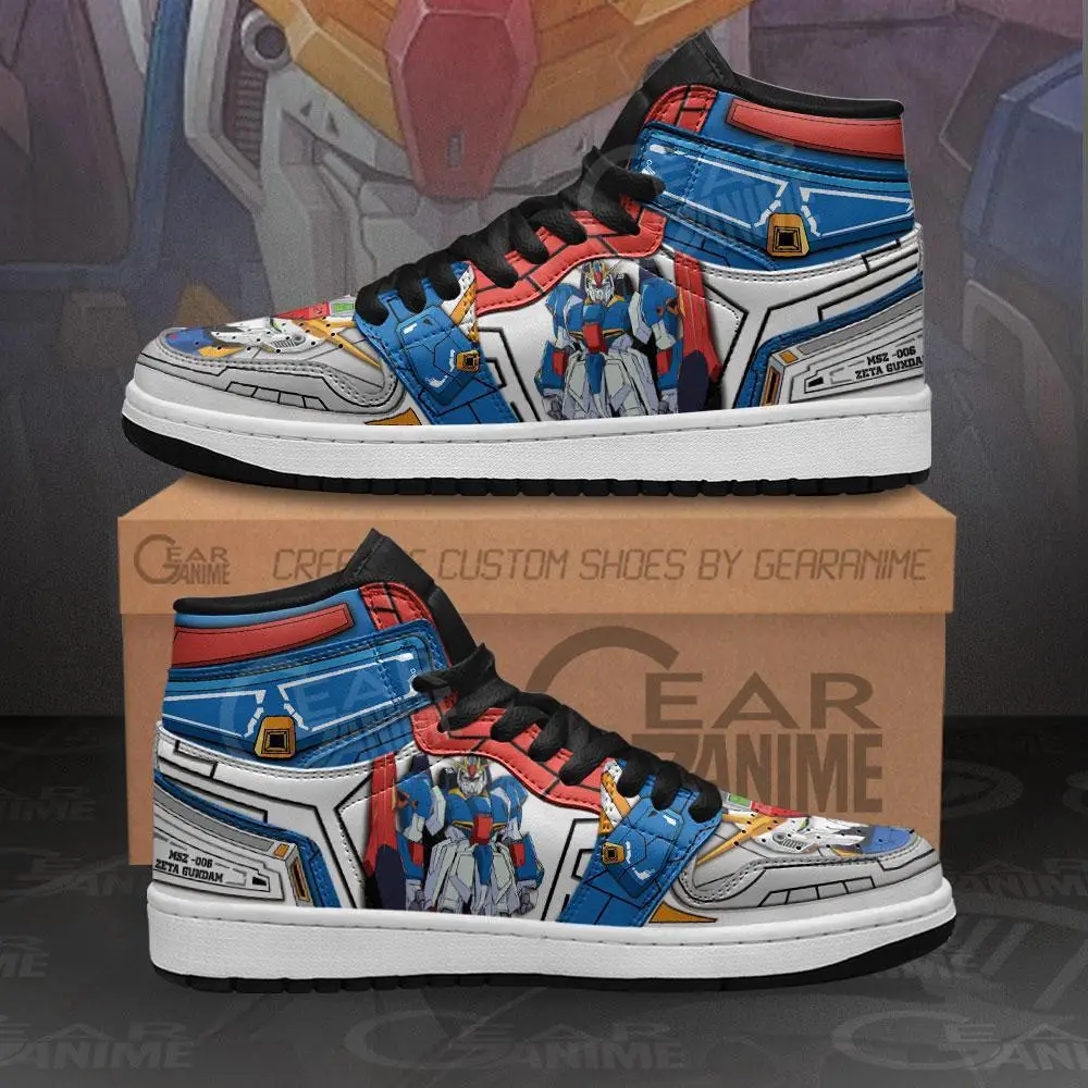 Air JD Hightop Shoes MSZ-006 Zeta Gundam JD1s Sneakers Custom Anime Gundam Shoes