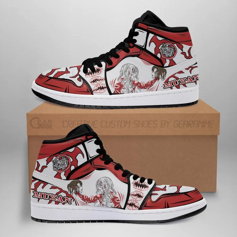 Air JD Hightop Shoes Muzan Kibutsuji JD1s Sneakers Custom Demon Slayer Anime Shoes