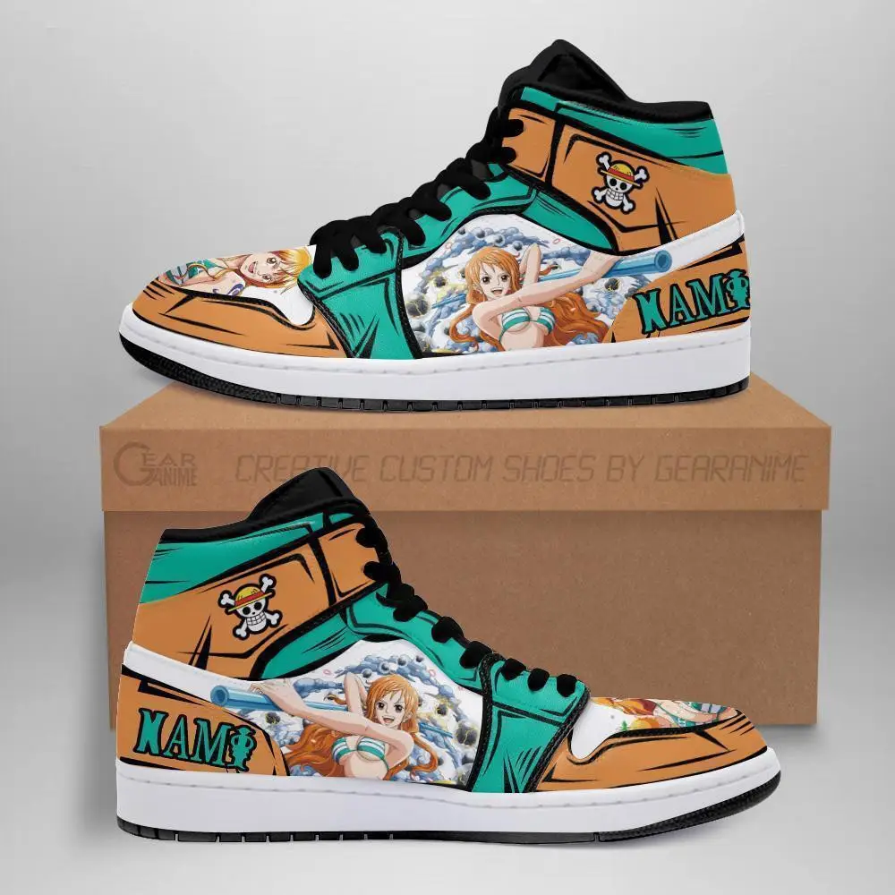 Air JD Hightop Shoes Nami JD1s Sneakers Clima Tact Custom Anime One Piece Shoes