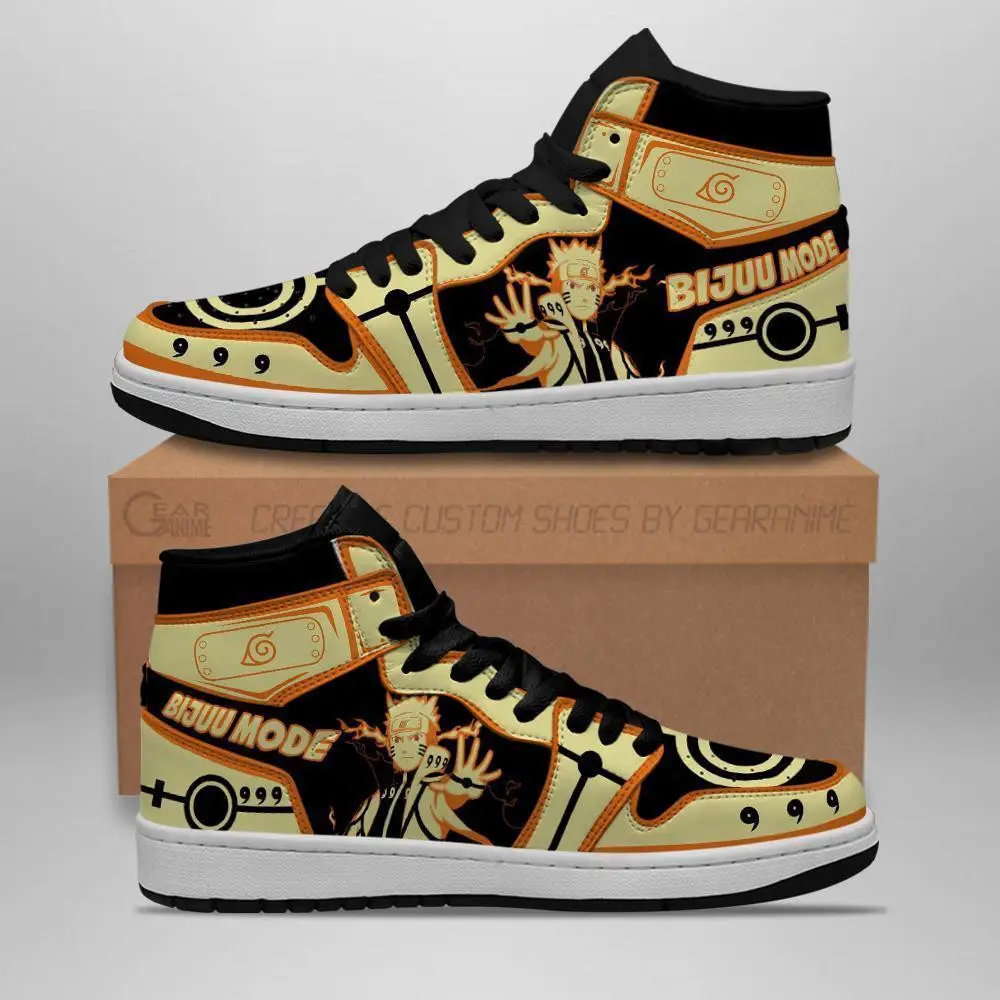 Air JD Hightop Shoes Naruto Bijuu Mode JD1s Sneakers Custom Nine-Tails Chakra Shoes