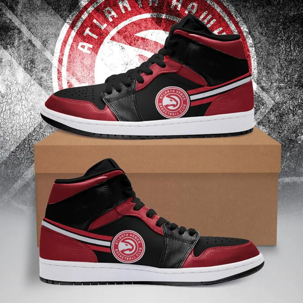 Air JD Hightop Shoes NBA Atlanta Hawks Red Black Air Jordan 1 High Sneakers