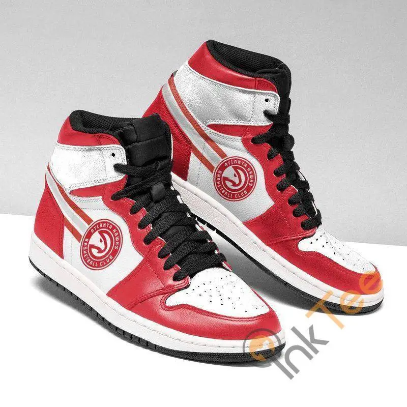 Air JD Hightop Shoes NBA Atlanta Hawks Red White Air Jordan 1 High Sneakers Air JD Hightop Shoes NBA Atlanta Hawks Red White Air Jordan 1 High Sneakers - Image 1