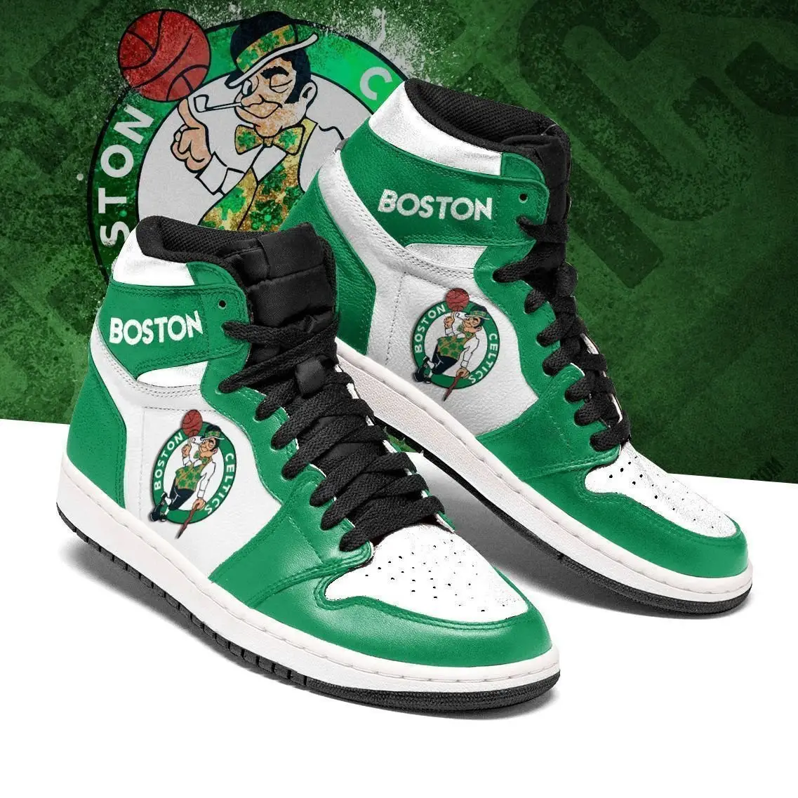 Air JD Hightop Shoes NBA Boston Celtics Green White Air Jordan 1 High Sneakers V2