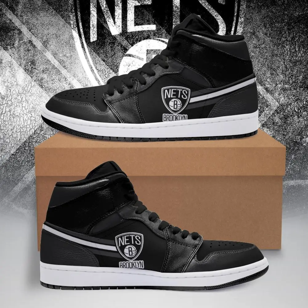 Air JD Hightop Shoes NBA Brooklyn Nets Gray Black Air Jordan 1 High Sneakers V2 Air JD Hightop Shoes NBA Brooklyn Nets Gray Black Air Jordan 1 High Sneakers V2 - Image 1
