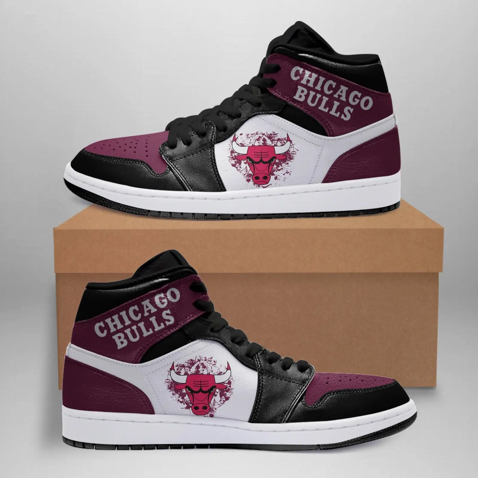 Air JD Hightop Shoes NBA Chicago Bulls Red Black Air Jordan 1 High Sneakers V2 Air JD Hightop Shoes NBA Chicago Bulls Red Black Air Jordan 1 High Sneakers V2 - Image 1