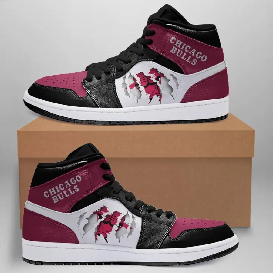 Air JD Hightop Shoes NBA Chicago Bulls Red Black Scratch Air Jordan 1 High Sneakers