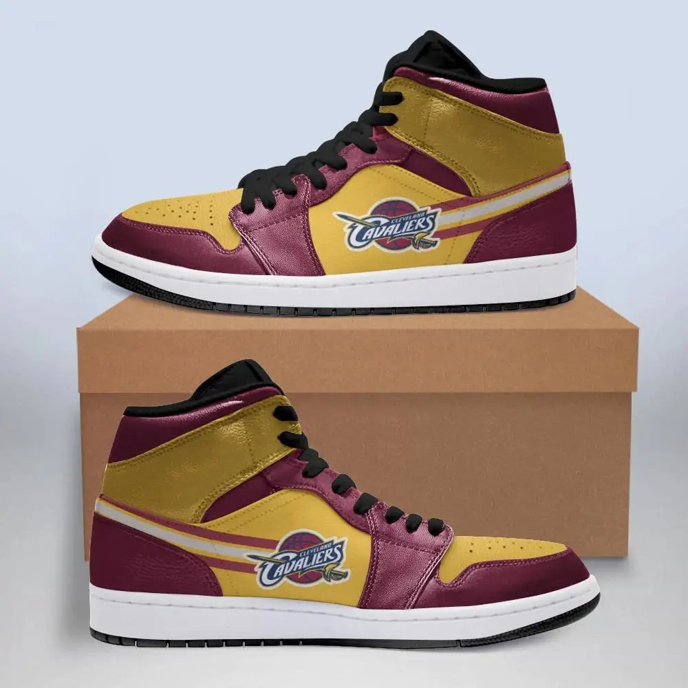 Air JD Hightop Shoes NBA Cleveland Cavaliers Wine Gold Air Jordan 1 High Sneakers