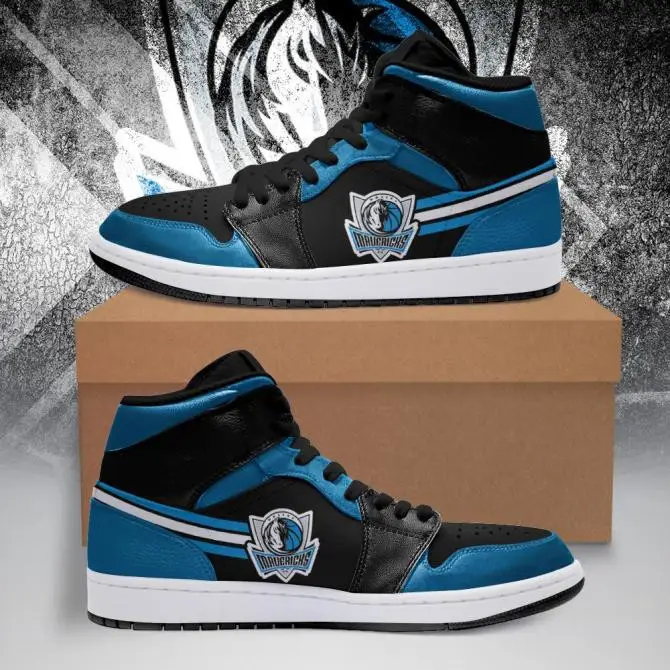 Air JD Hightop Shoes NBA Dallas Mavericks Blue Black Air Jordan 1 High Sneakers Air JD Hightop Shoes NBA Dallas Mavericks Blue Black Air Jordan 1 High Sneakers - Image 1