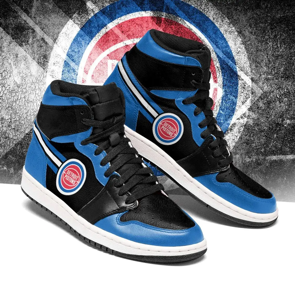 Air JD Hightop Shoes NBA Detroit Pistons Blue Black Air Jordan 1 High Sneakers V2