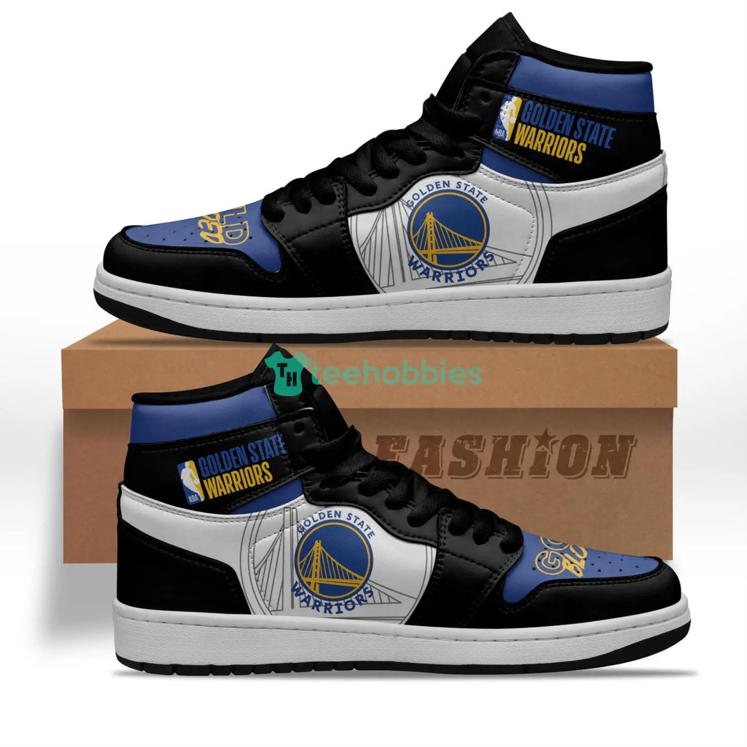 Air JD Hightop Shoes NBA Golden State Warriors Black Blue Air Jordan 1 High Sneakers V2 Air JD Hightop Shoes NBA Golden State Warriors Black Blue Air Jordan 1 High Sneakers V2 - Image 1