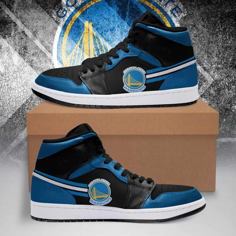 Air JD Hightop Shoes NBA Golden State Warriors Black Blue Air Jordan 1 High Sneakers V3