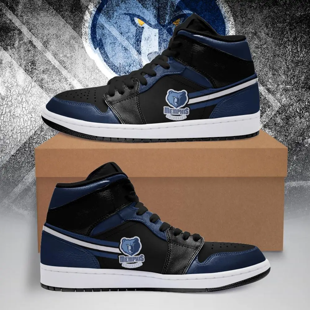 Air JD Hightop Shoes NBA Memphis Grizzlies Navy Blue Black Air Jordan 1 High Sneakers