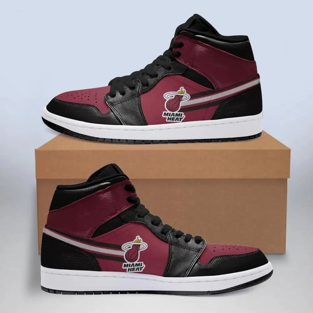 Air JD Hightop Shoes NBA Miami Heat Red Black Air Jordan 1 High Sneakers