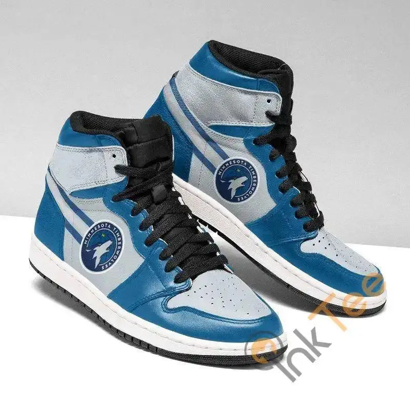 Air JD Hightop Shoes NBA Minnesota Timberwolves Blue Gray Air Jordan 1 High Sneakers
