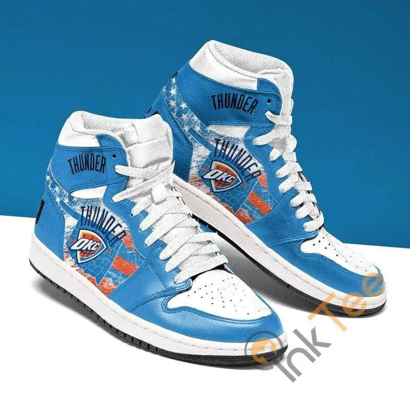 Air JD Hightop Shoes NBA Oklahoma City Thunder Blue White Air Jordan 1 High Sneakers V2