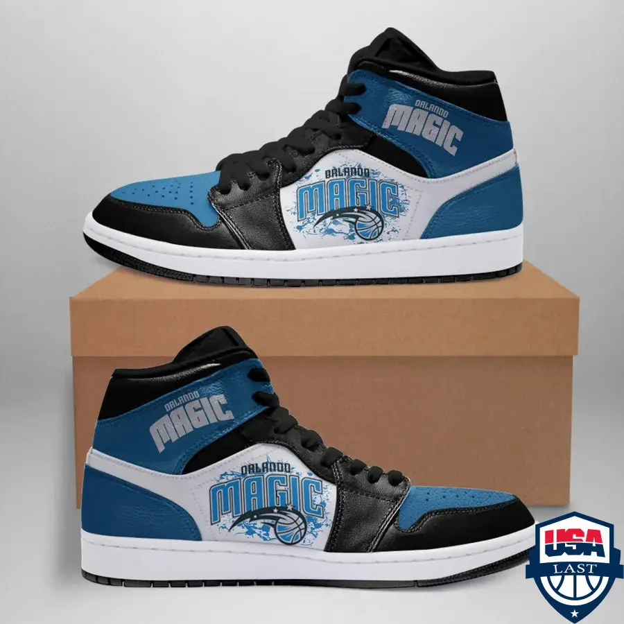 Air JD Hightop Shoes NBA Orlando Magic Blue Black Air Jordan 1 High Sneakers V2