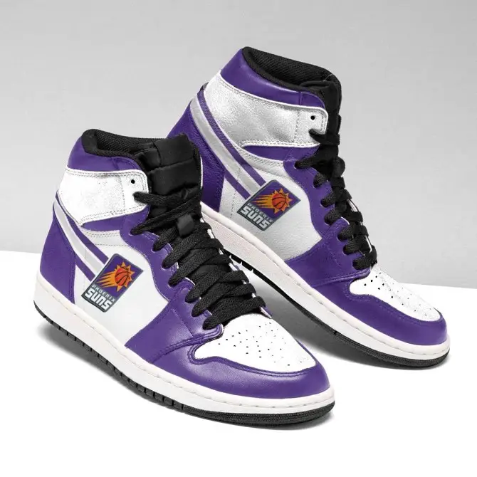 Air JD Hightop Shoes NBA Phoenix Suns White Purple Air Jordan 1 High Sneakers