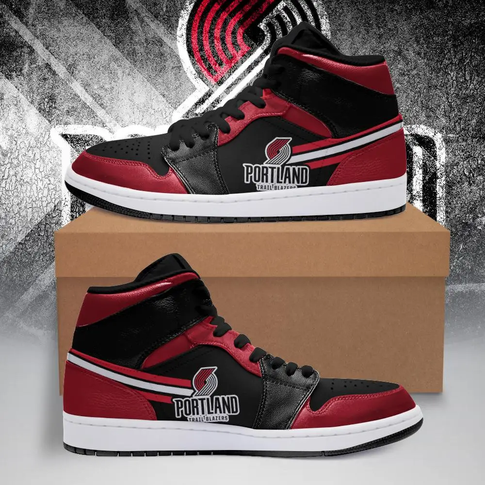 Air JD Hightop Shoes NBA Portland Trail Blazers Red Black Air Jordan 1 High Sneakers V2