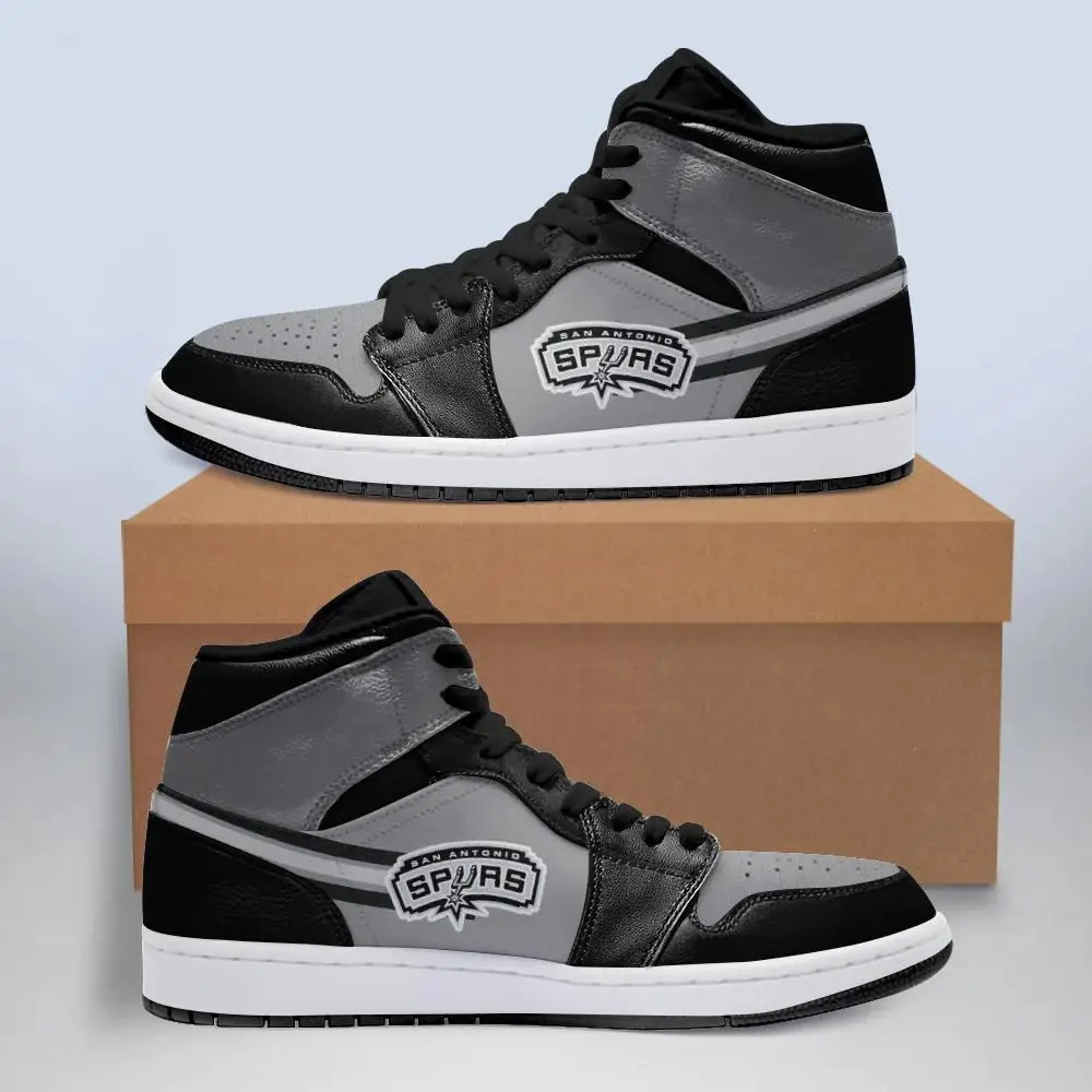 Air JD Hightop Shoes NBA San Antonio Spurs Black Silver Air Jordan 1 High Sneakers V2