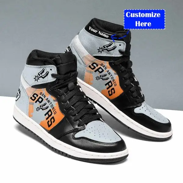 Air JD Hightop Shoes NBA San Antonio Spurs Black SIlver Air Jordan 1 High Sneakers V3