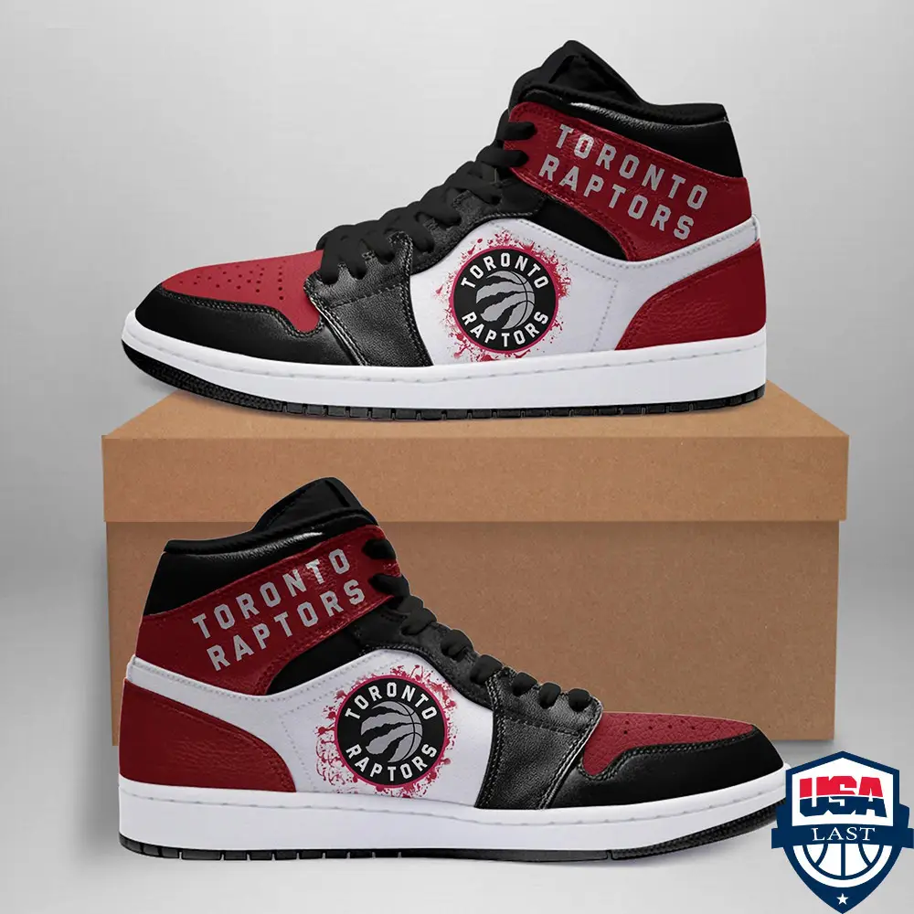 Air JD Hightop Shoes NBA Toronto Raptors Red Black Air Jordan 1 High Sneakers V2