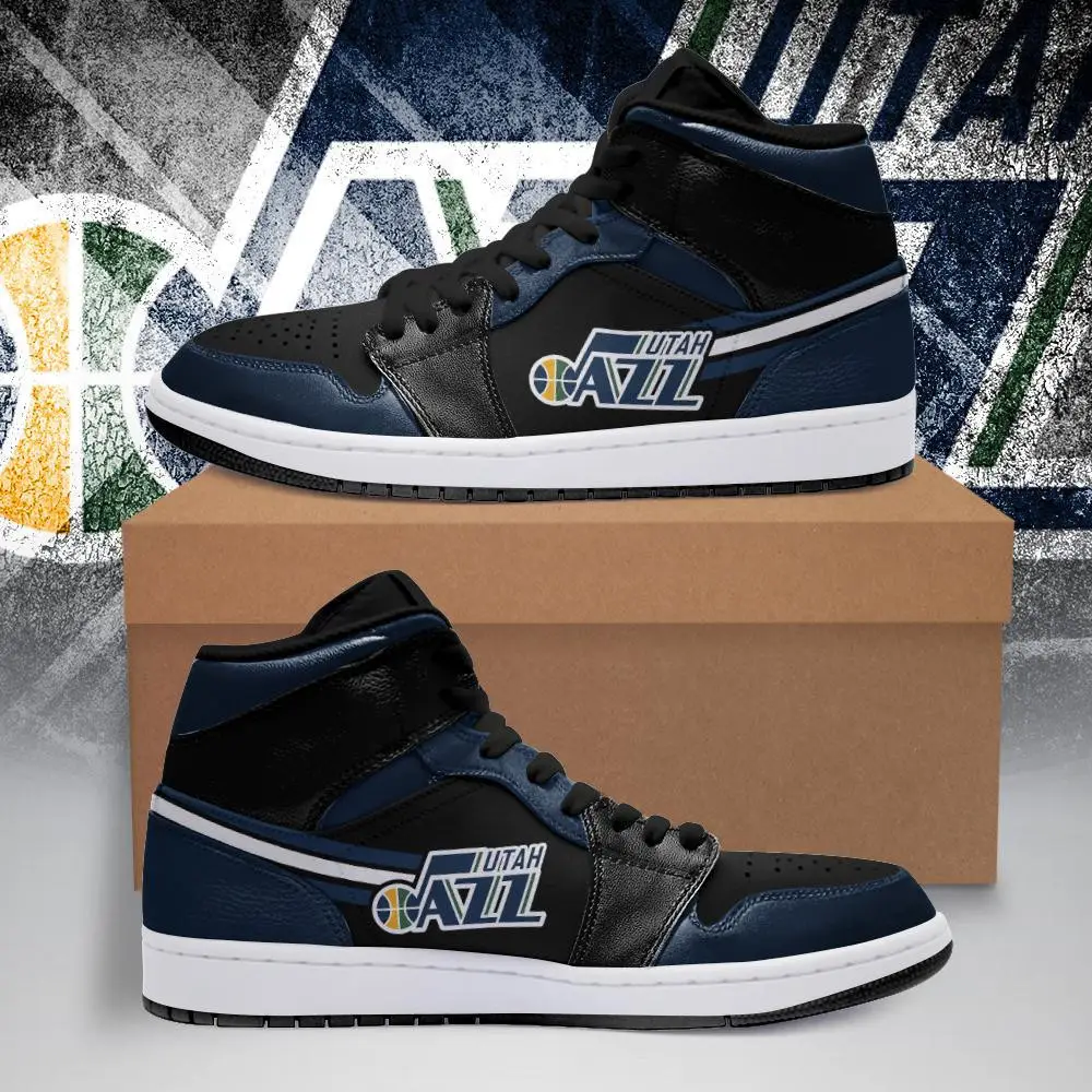 Air JD Hightop Shoes NBA Utah Jazz Black Navy Air Jordan 1 High Sneakers Air JD Hightop Shoes NBA Utah Jazz Black Navy Air Jordan 1 High Sneakers - Image 1