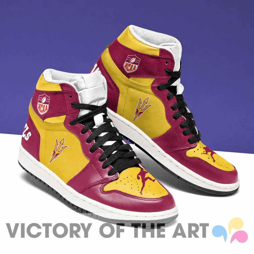 Air JD Hightop Shoes NCAA Arizona State Sun Devils Gold Air Jordan 1 High Sneakers