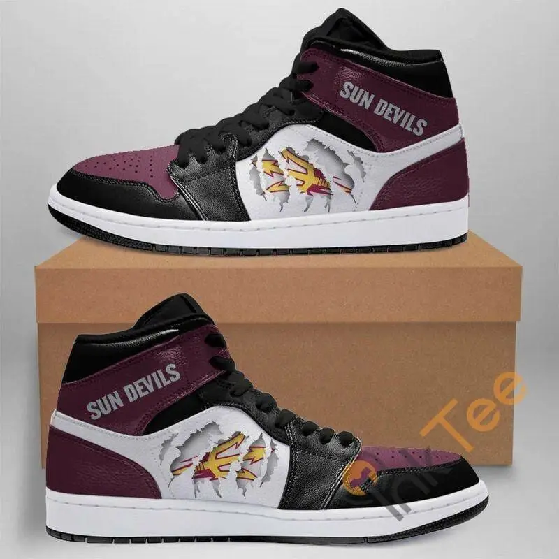 Air JD Hightop Shoes NCAA Arizona State Sun Devils Tearing Open Logo Maroon Air Jordan 1 High Sneakers
