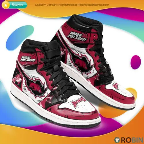 Air JD Hightop Shoes NCAA Arkansas Razorbacks Logo Air Jordan 1 High Sneakers