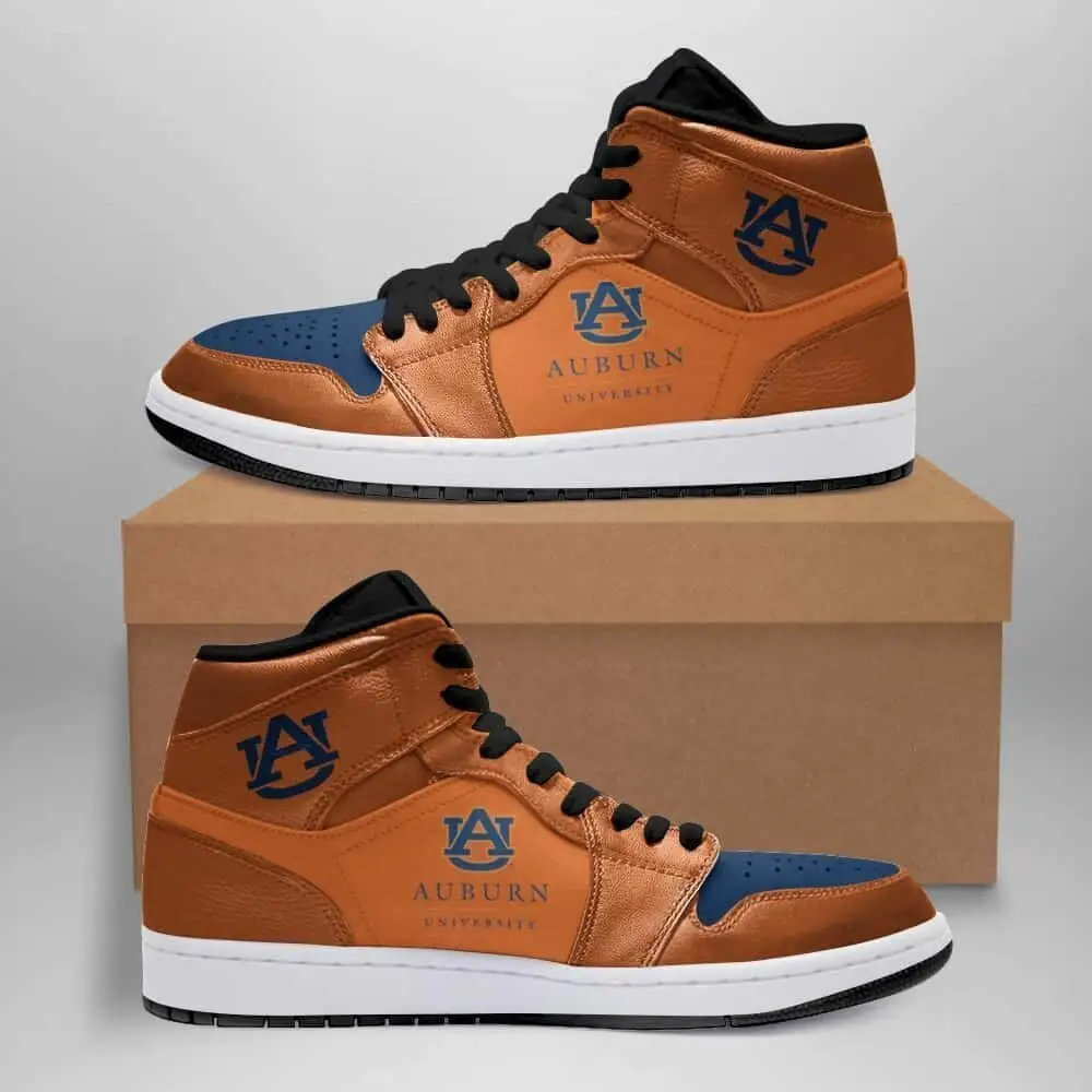 Air JD Hightop Shoes NCAA Auburn Tigers Orange Blue Air Jordan 1 High Sneakers
