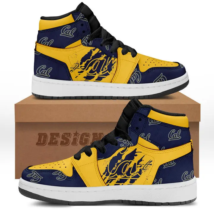 Air JD Hightop Shoes NCAA California Golden Bears Blue Air Jordan 1 High Sneakers V2