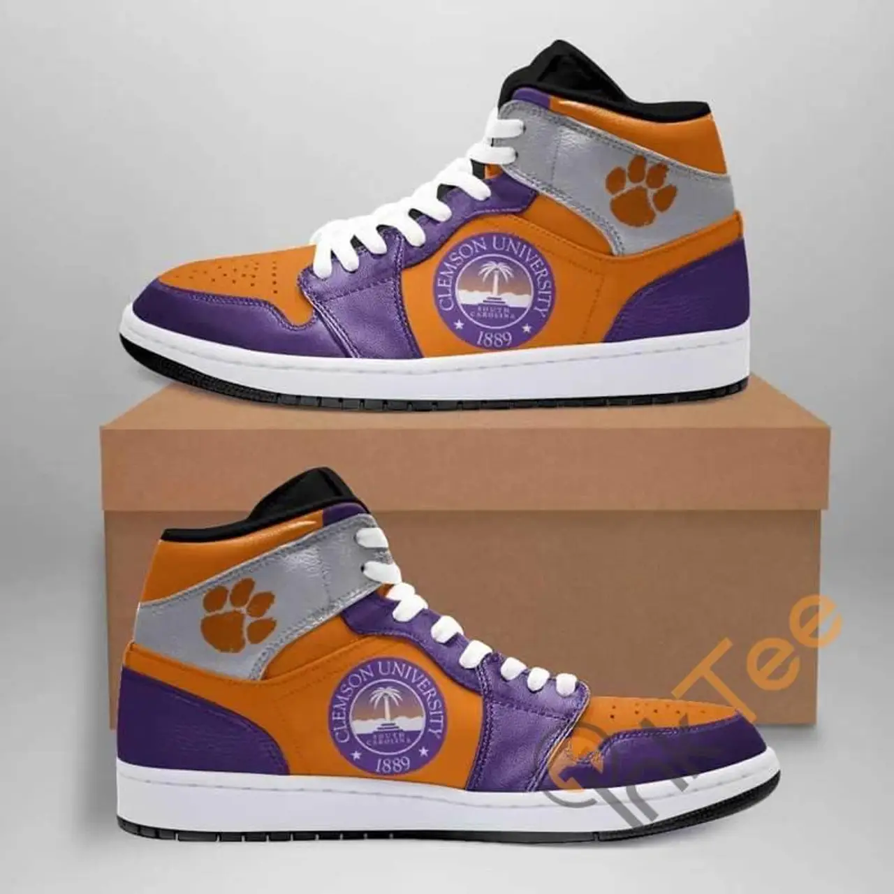 Air JD Hightop Shoes NCAA Clemson Tigers Air Jordan 1 High Sneakers V2