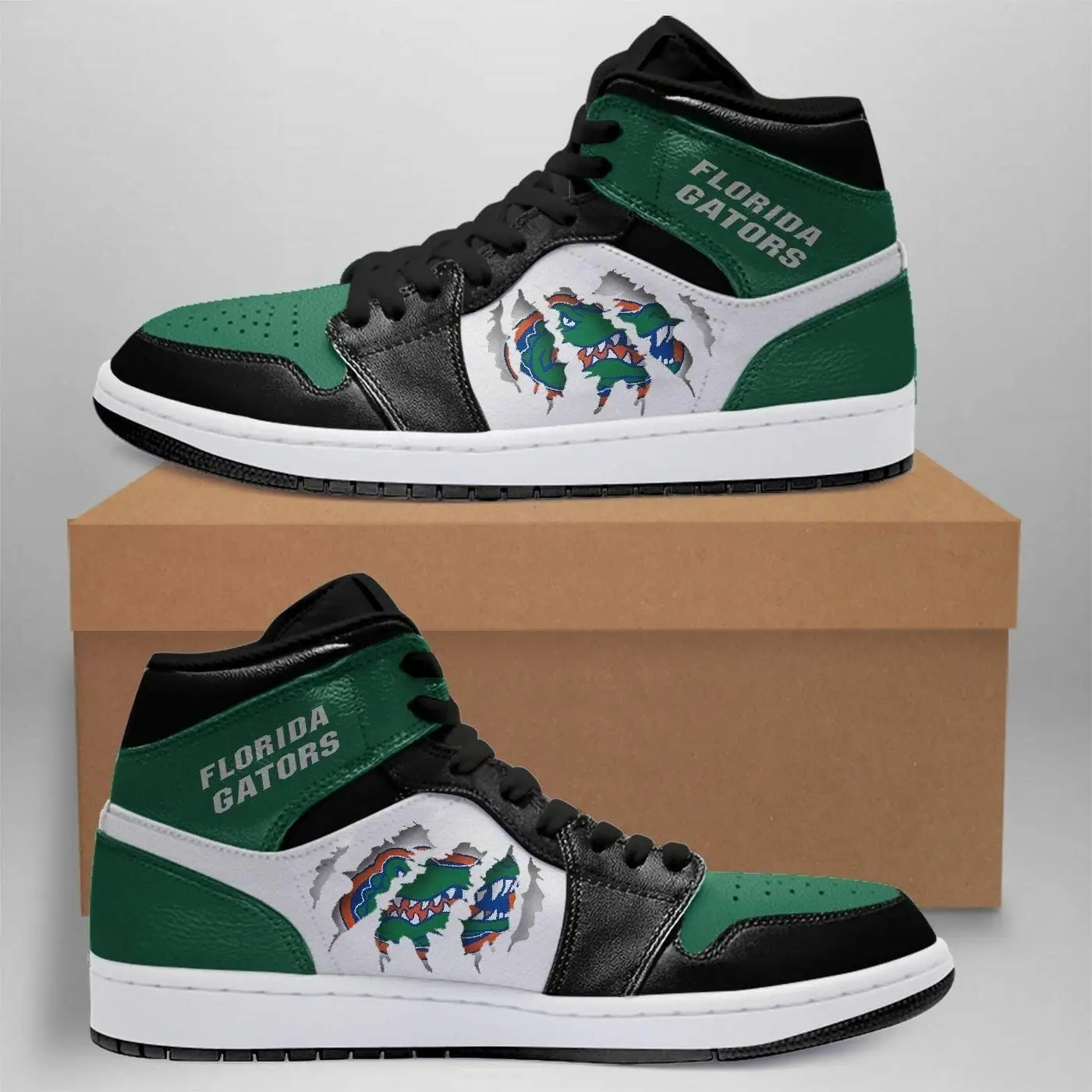 Air JD Hightop Shoes NCAA Florida Gators Green Black Air Jordan 1 High Sneakers V2