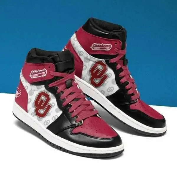 Air JD Hightop Shoes NCAA Oklahoma Sooners Crimson Black Air Jordan 1 High Sneakers