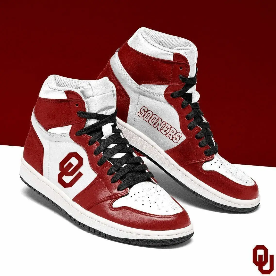 Air JD Hightop Shoes NCAA Oklahoma Sooners Crimson White Air Jordan 1 High Sneakers