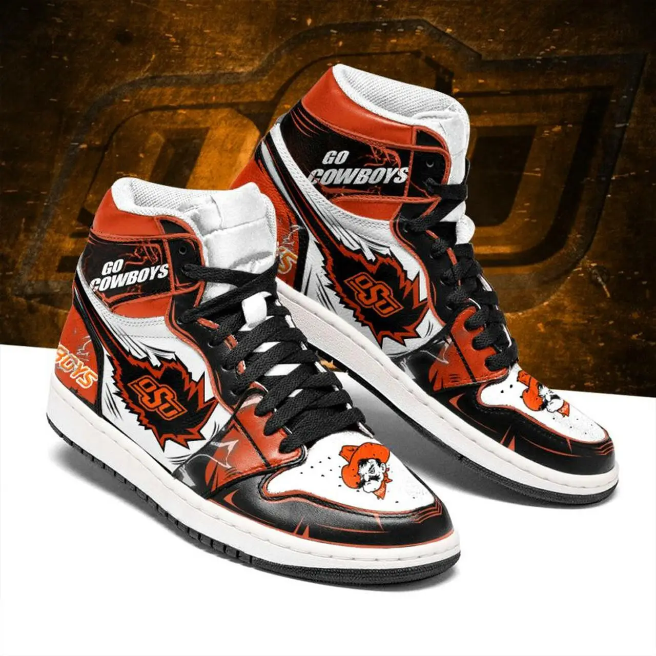 Air JD Hightop Shoes NCAA Oklahoma State Cowboys Air Jordan 1 High Sneakers
