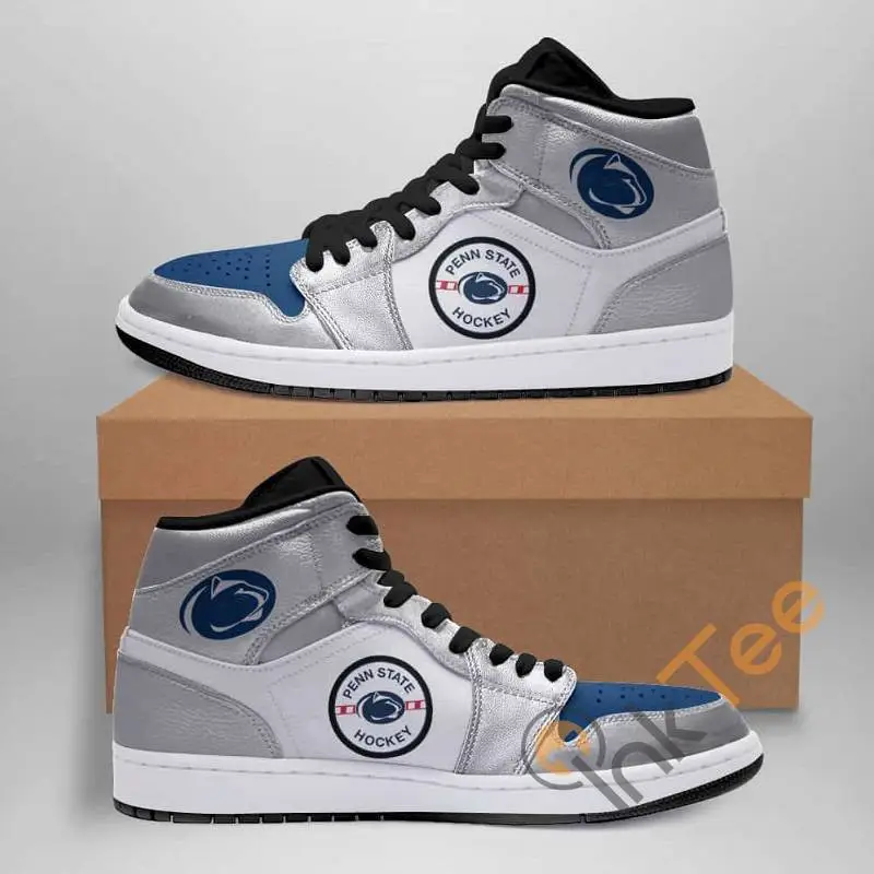 Air JD Hightop Shoes NCAA Penn State Nittany Lions Grey White Air Jordan 1 High Sneakers