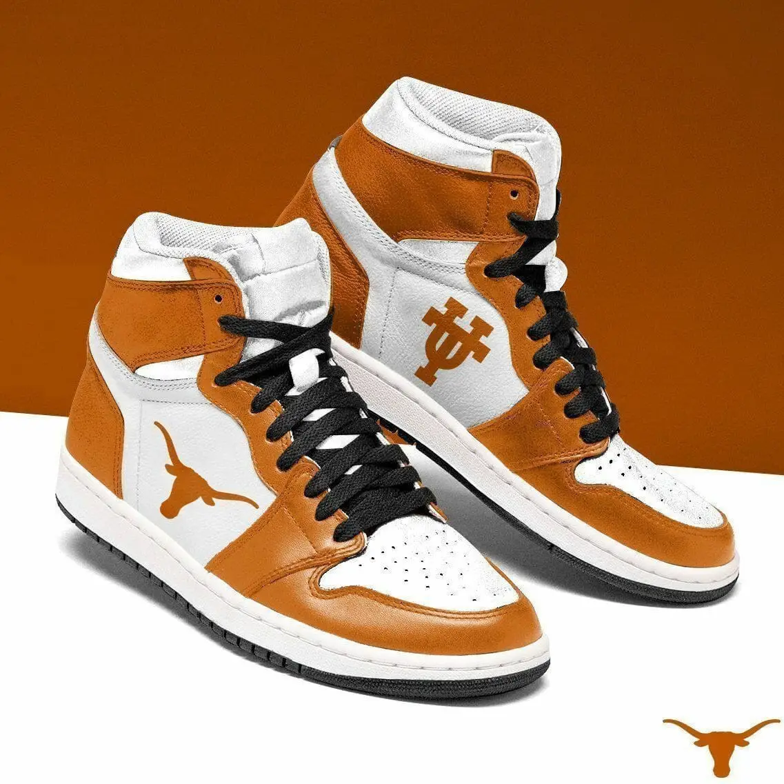 Air JD Hightop Shoes NCAA Texas Longhorns Orange White Air Jordan 1 High Sneakers V2 Air JD Hightop Shoes NCAA Texas Longhorns Orange White Air Jordan 1 High Sneakers V2 - Image 1