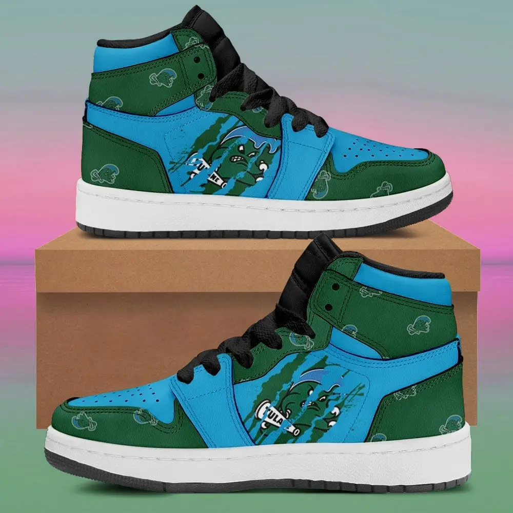 Air JD Hightop Shoes NCAA Tulane Green Wave Style Air Jordan 1 High Sneakers
