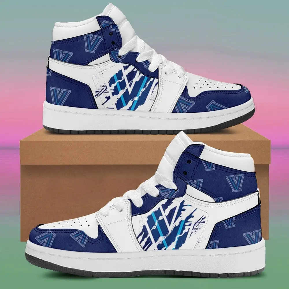 Air JD Hightop Shoes NCAA Villanova Wildcats Blue White Air Jordan 1 High Sneakers