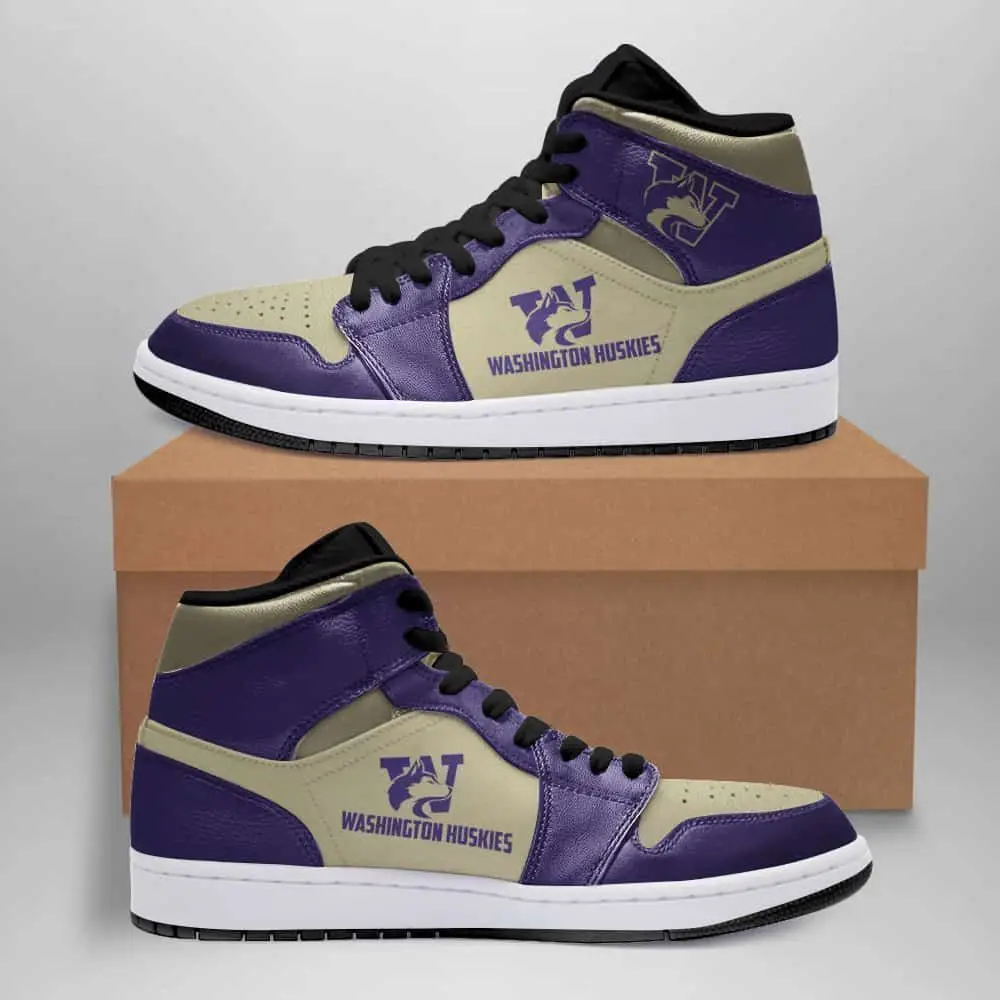 Air JD Hightop Shoes NCAA Washington Huskies Purple Gold Air Jordan 1 High Sneakers