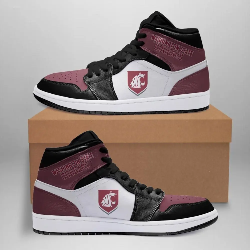 Air JD Hightop Shoes NCAA Washington State Cougars Red Black Air Jordan 1 High Sneakers