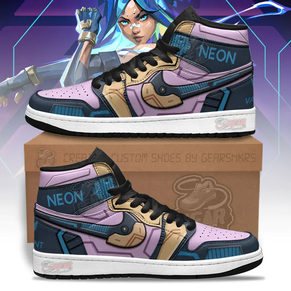 Air JD Hightop Shoes Neon Valorant Agent J1 Shoes Custom For Gamer MN13