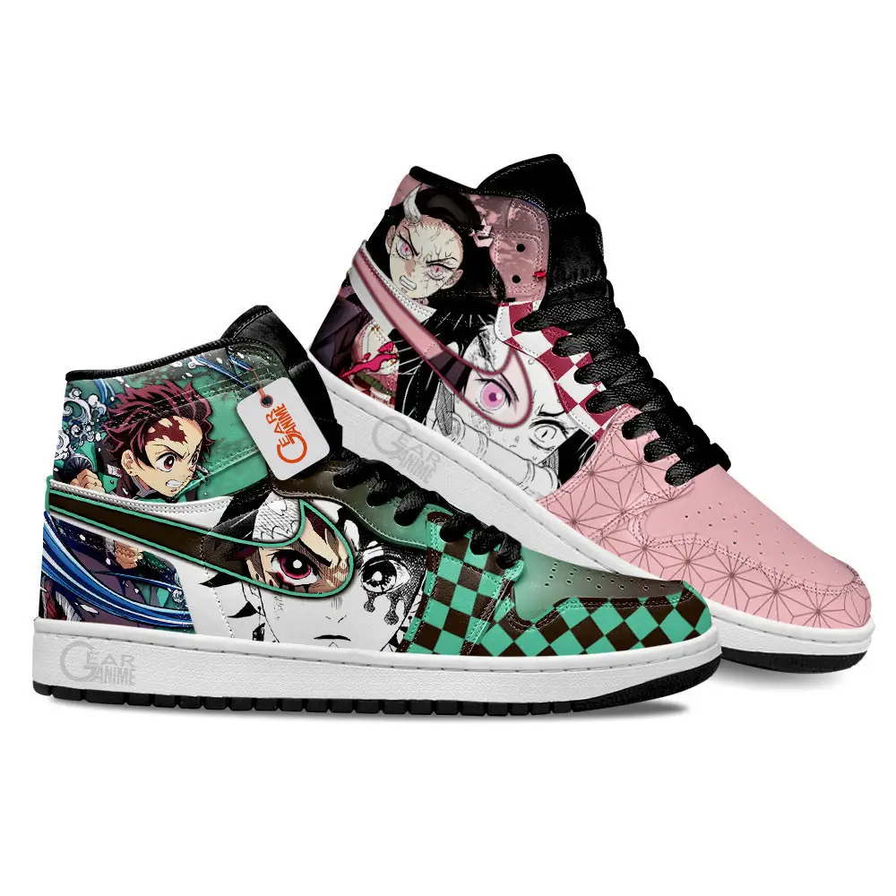 Air JD Hightop Shoes Nezuko and Tanjiro Anime Shoes Custom Sneakers MN2102
