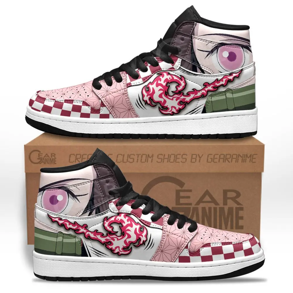 Air JD Hightop Shoes Nezuko JD1s Sneakers Demon Slayer Custom Anime Shoes