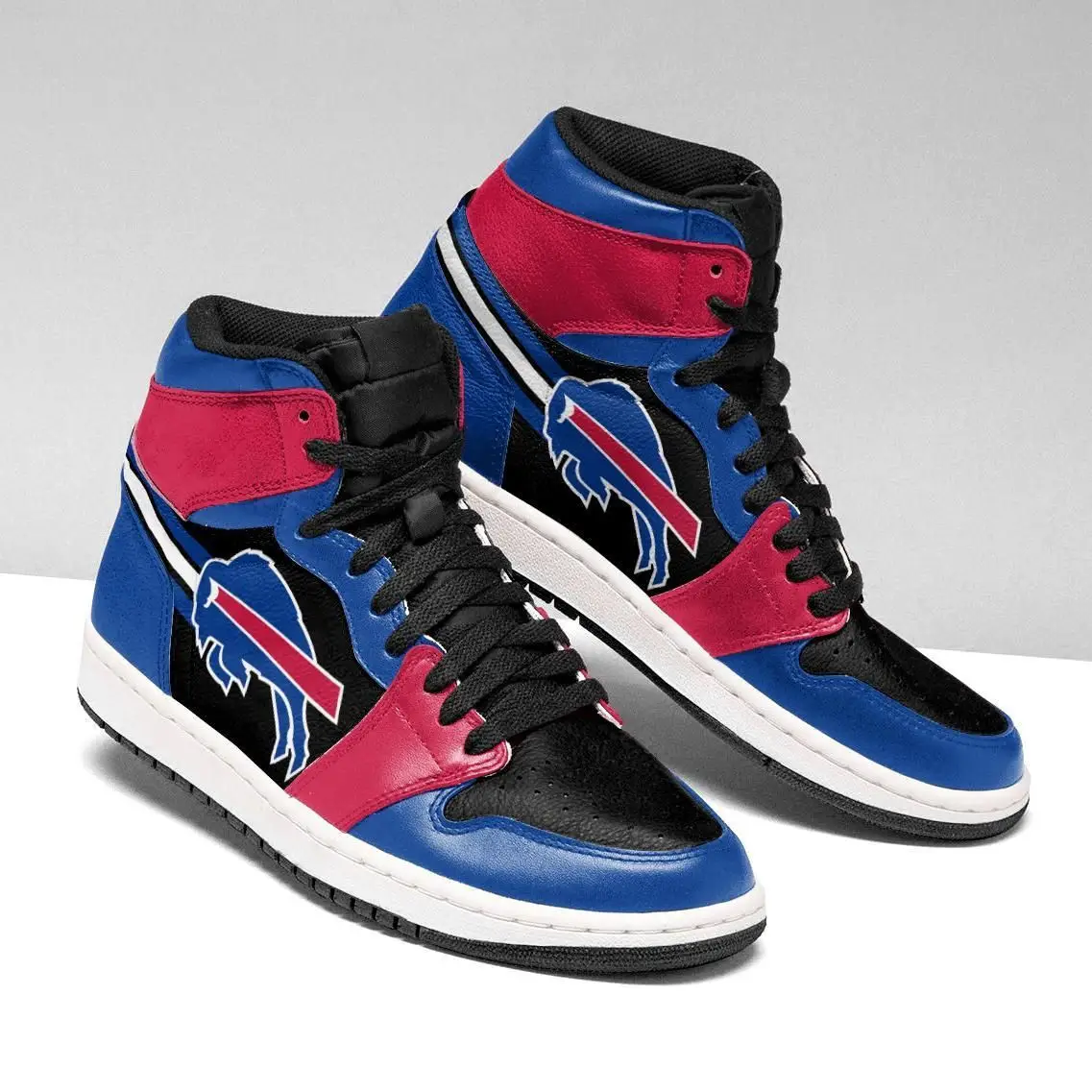 Air JD Hightop Shoes NFL Buffalo Bills Blue Black Red Air Jordan 1 High Sneakers